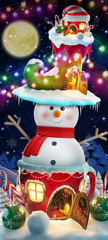 Christmas Snowman, art, Holiday, crystal, festival, Fairy tale, Balls HD phone wallpaper