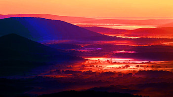 Fog in the Shenandoah Valley, Virginia, hills, landscape, clouds, colors, sky, usa HD wallpaper