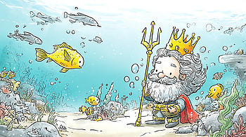 King Neptune — Quad Undersea Trident, illustration, underwater, trident, king HD wallpaper