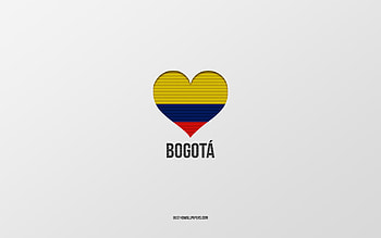 I Love Bogota, Colombian cities, Day of Bogota, gray background, Bogota, Colombia, Colombian flag heart, favorite cities, Love Bogota HD wallpaper