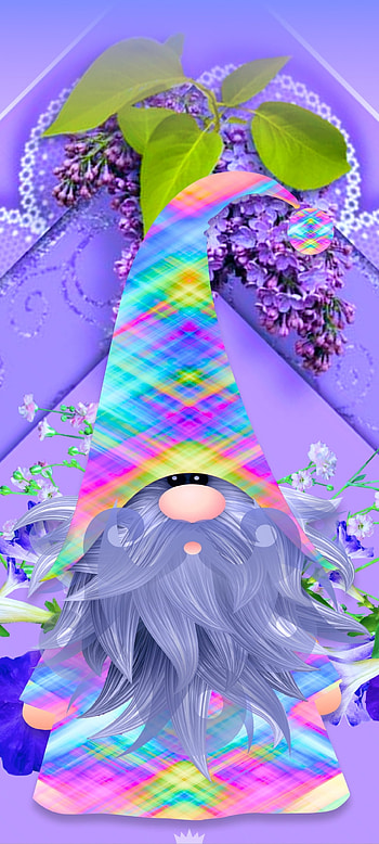 Gnome Purple Flower, art, flowers, graph, design, colorful HD phone wallpaper