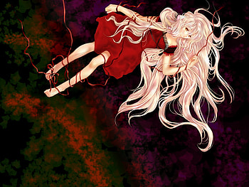 Chii, black, blonde, anime, red, girl, long hair HD wallpaper