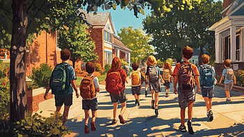 First Day Stroll — Back-to-School, students, backpack, walking HD wallpaper