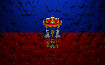 Flag of Lugo, honeycomb art, Lugo hexagons flag, Lugo 3d hexagons art, Lugo flag HD wallpaper