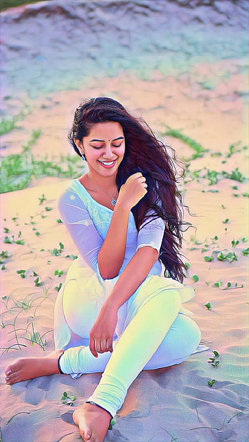 Mirnalini Ravi 34, Beauty, Drawing, actress, Mirnalini Ravi, painting HD phone wallpaper