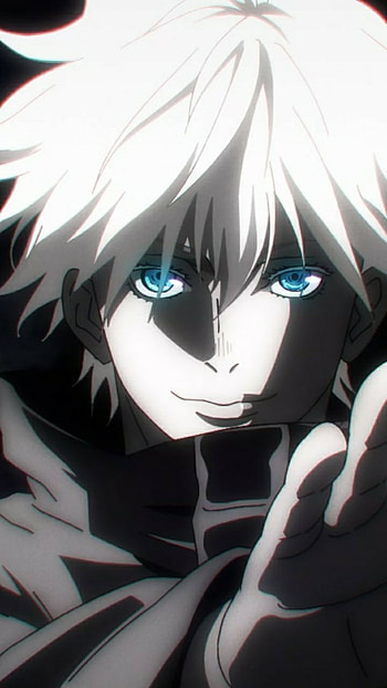 Gojo, white hair, purple eyes, Anime, Jujutsu Kaisen HD phone wallpaper