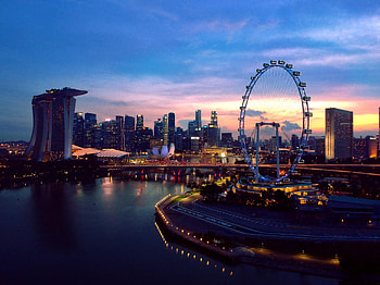 Cities, Water, City, Building, Lights, View From Above, Ferris Wheel HD wallpaper