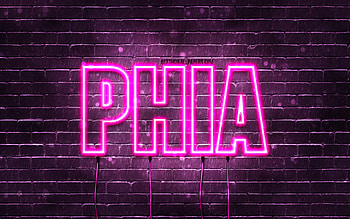 Phia, , with names, female names, Phia name, purple neon lights, Phia Birtay, Happy Birtay Phia, popular italian female names, with Phia name HD wallpaper