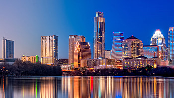 Preview austin, texas, twilight, skyscrapers, reflection, river HD wallpaper