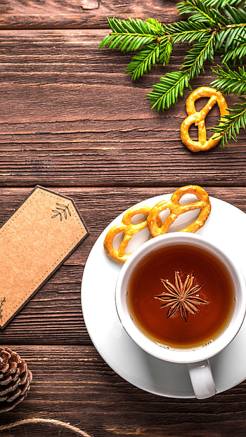 Christmas table, Fir tree, Tea holiday, New year HD phone wallpaper