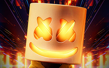Christopher Comstock, 3D art, DJ Marshmello, colorful neon rays, american DJ, superstars, Marshmello , music stars, Marshmello, DJs HD wallpaper