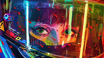 Cyber Girl Ocean Eyes , cyberpunk, scifi, helmet, artist, artwork, digital-art HD wallpaper
