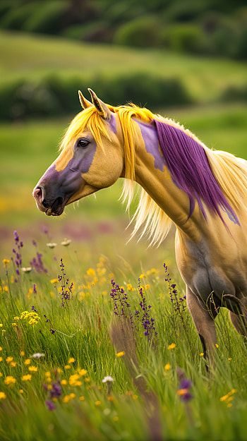 Majestic Mare: A Vibrant , horse, Animal, nature, flower HD phone wallpaper