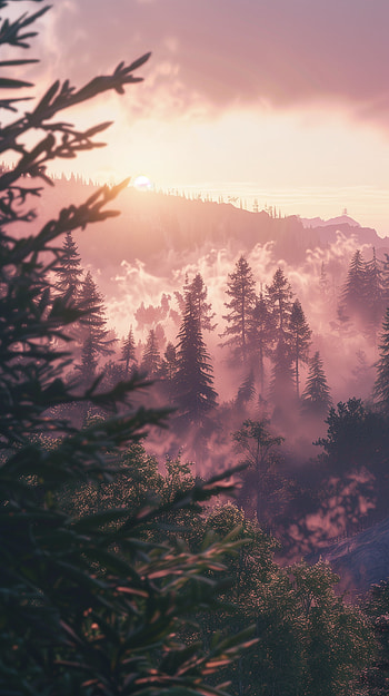 Enchanted Dawn Forest HD phone wallpaper