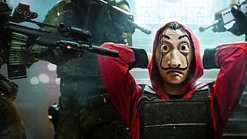 Money Heist — Masked Red Standoff, Money Heist HD wallpaper