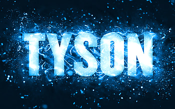 Happy Birtay Tyson, , blue neon lights, Tyson name, creative, Tyson Happy Birtay, Tyson Birtay, popular american male names, with Tyson name, Tyson HD wallpaper