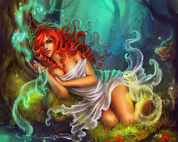 In my dreams, fairytale, colorful, magic, girl, beautiful, endless, beauty, fairy, fantasy, animals, red, amazing, splendor, lovely, dream HD wallpaper