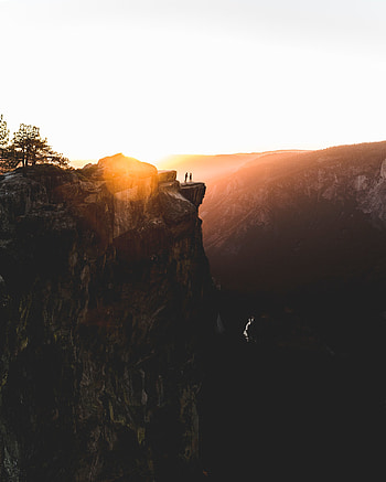 Nature, Mountains, Miscellanea, Miscellaneous, Silhouettes, Cliff, Sunlight HD phone wallpaper