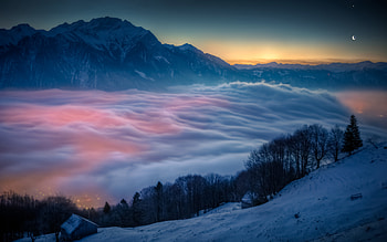 Landscape Mist Snow Mountains Trees , landscape, snow, mountains, trees, nature HD wallpaper