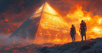 Quad — AI Pyramid of Ember, AI Art, pyramid HD wallpaper