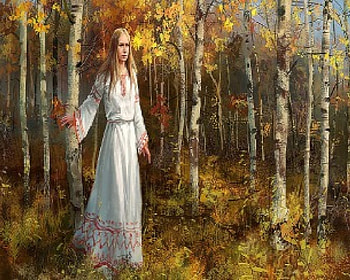 Lost In The Woods, Woman, Woods, Autumn, White Dress HD wallpaper