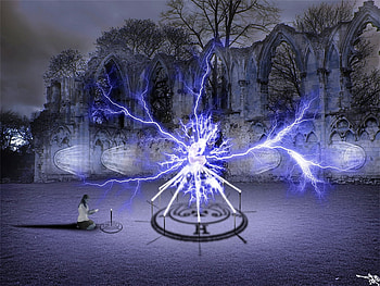 Struck by lightning, blue, lightning, fantasy, light, serene HD wallpaper