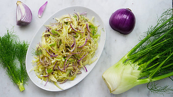 Fresh fennel salad, Crisp texture, Vibrant colors, Light and refreshing HD wallpaper