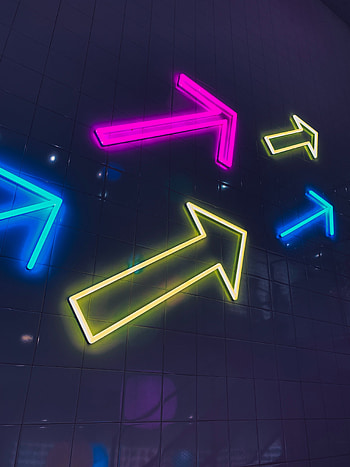 Characters, Symbols, Dark, Multicolored, Motley, Neon, Glow, Arrows HD phone wallpaper
