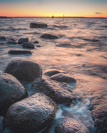 Coast, stream, river, rocks HD phone wallpaper