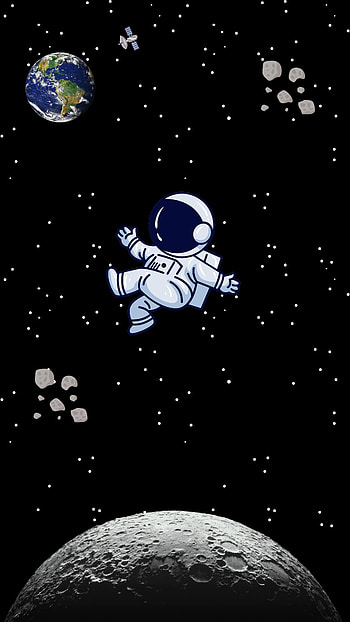 Space Astronaut, moon, earth, dark HD phone wallpaper