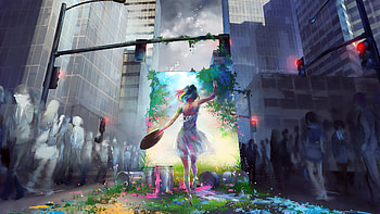 Painting The City , artist, artwork, digital-art, painting, deviantart HD wallpaper