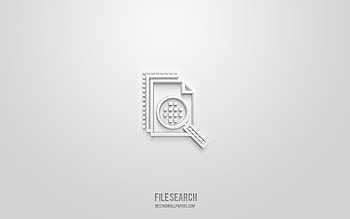File search 3d icon, white background, 3d symbols, File search, technology icons, 3d icons, File search sign, technology 3d icons HD wallpaper