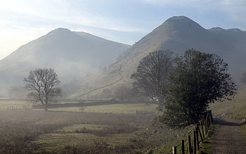 Nature, Mountains, Fog, Morning, Fencing, Enclosure HD wallpaper
