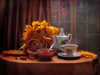 Still life, Tea, Autumn, Vase, Fall HD wallpaper