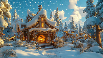 Cozy Lodge in a Snowy Landscape -, snowy landscape, lodge, Warm and Cozy HD wallpaper