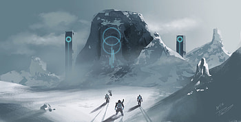 Fantasy, Art, Snow, Rock, Wanderers HD wallpaper
