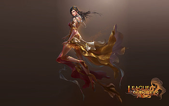 Fantasy girl, golden, frumusete, fantasy, league of angels, game, girl, luminos HD wallpaper