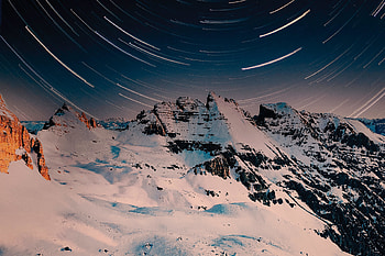 Mountain peaks, glacier, evening HD wallpaper