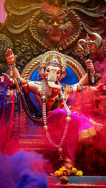 Ganapti, magenta, art HD phone wallpaper