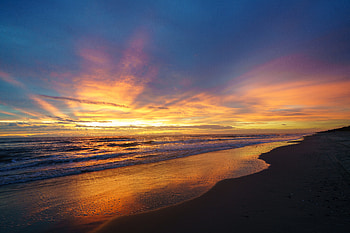 Nature, Sunset, Sea, Twilight, Waves, Beach, Dusk HD wallpaper