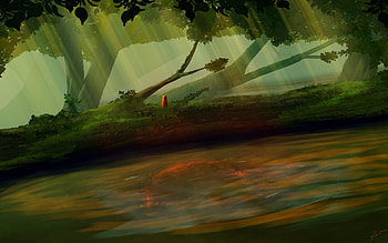 Little Red Guy In Forest, deviantart, artist, artwork, digital-art HD wallpaper