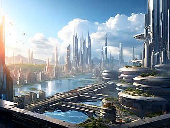 Future world, AI Art, futuristic city, fantasy HD wallpaper