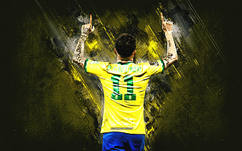 Philippe Coutinho, Brazil national football team, brazilian soccer player, yellow stone background, Coutinho Brazil, grunge art, football HD wallpaper
