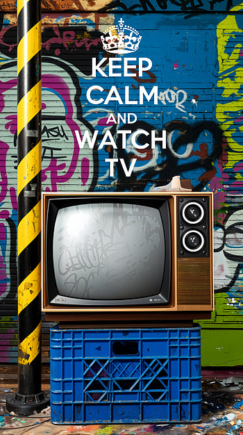 Keep Calm and Watch TV: A Retro , graffiti, vintage TV HD phone wallpaper