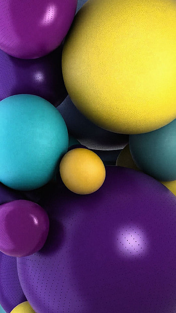 Balls, electric blue, magenta, blue, sizes, yellow, purple HD phone wallpaper