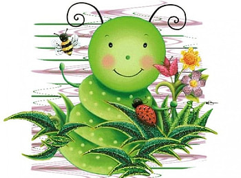 Little Grub, ladybird, stripes, bugs, art, bee, worm, flowers, grub HD wallpaper