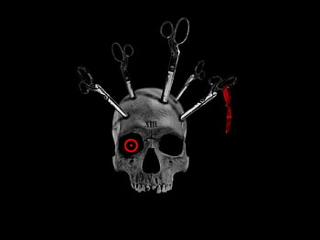 skull, scissors, fantasy, dark HD wallpaper