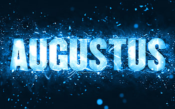 Happy Birtay Augustus, , blue neon lights, Augustus name, creative, Augustus Happy Birtay, Augustus Birtay, popular american male names, with Augustus name, Augustus HD wallpaper