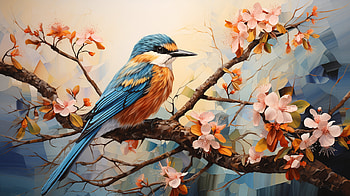 Vibrant Kingfisher on Blooming Branch, Animal, kingfisher, bird HD wallpaper