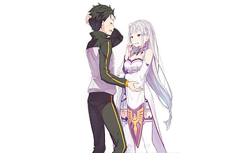 Emilia (Re:zero), Anime, Re:zero Starting Life In Another World, Subaru Natsuki HD wallpaper